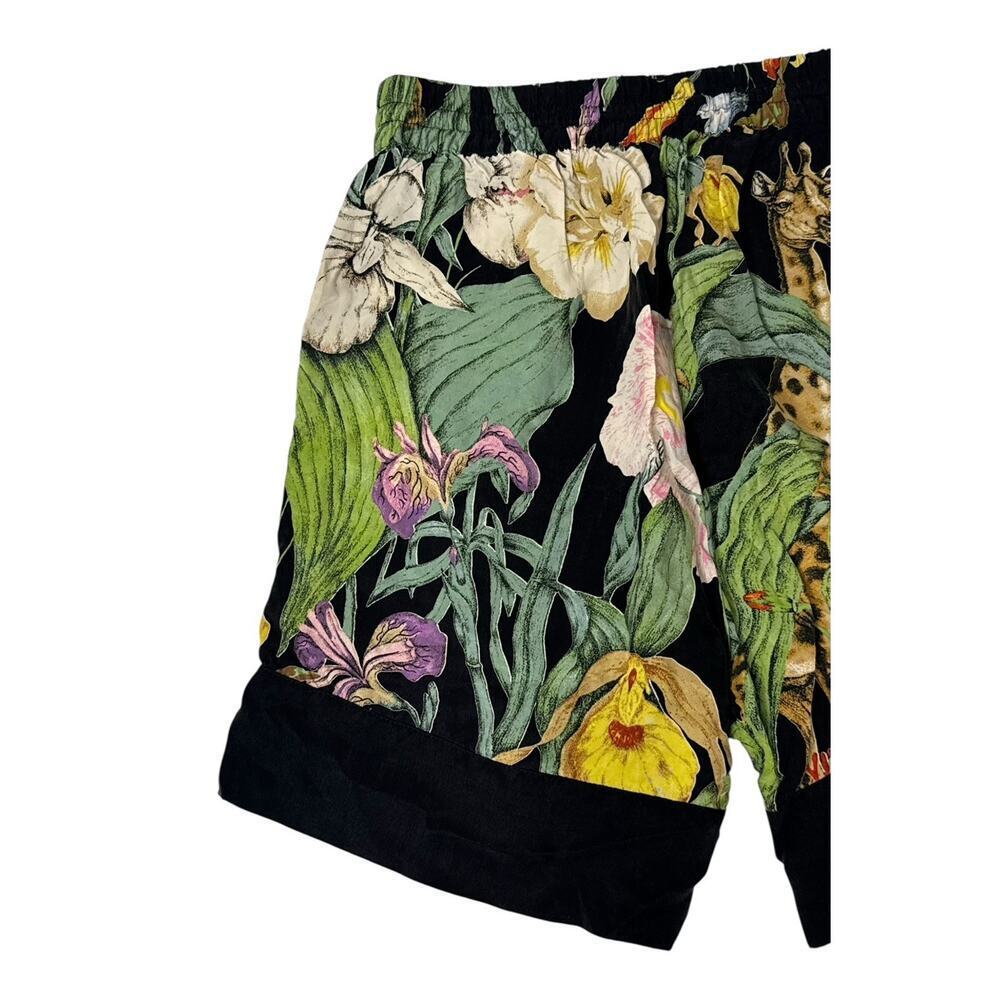 NILUU Monroe Alyx Bermuda Vegan Silk Shorts Giraffe Jungle Tropical Floral Sz S - Picture 7 of 8